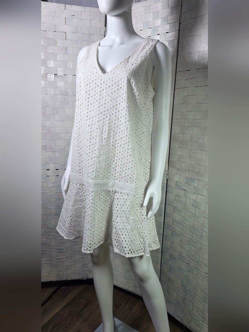 Banana Republic White Eyelet V-Neck Dress